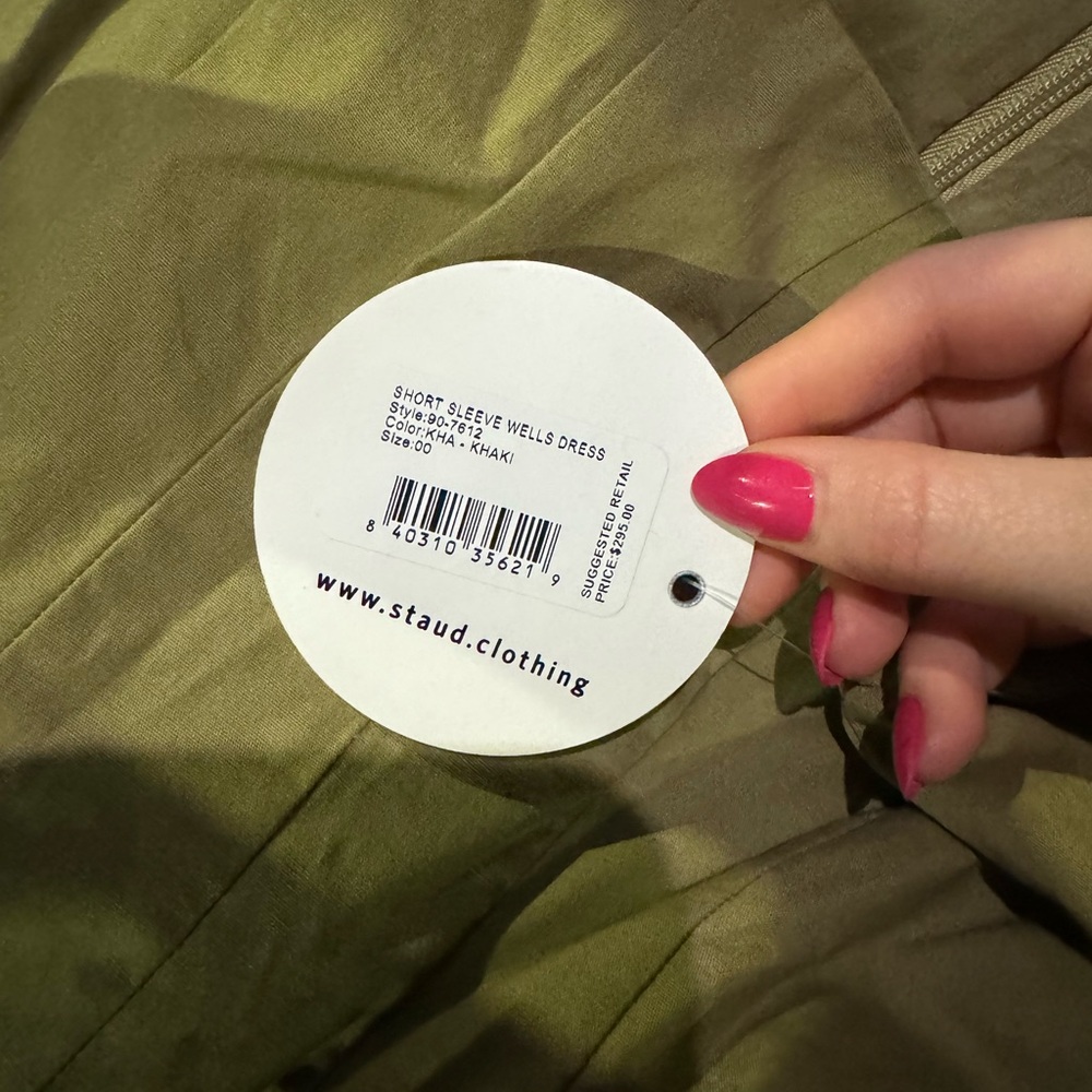 NWT Staud Khaki Wells Short Sleeve Dress 00 - Picture 6 of 7